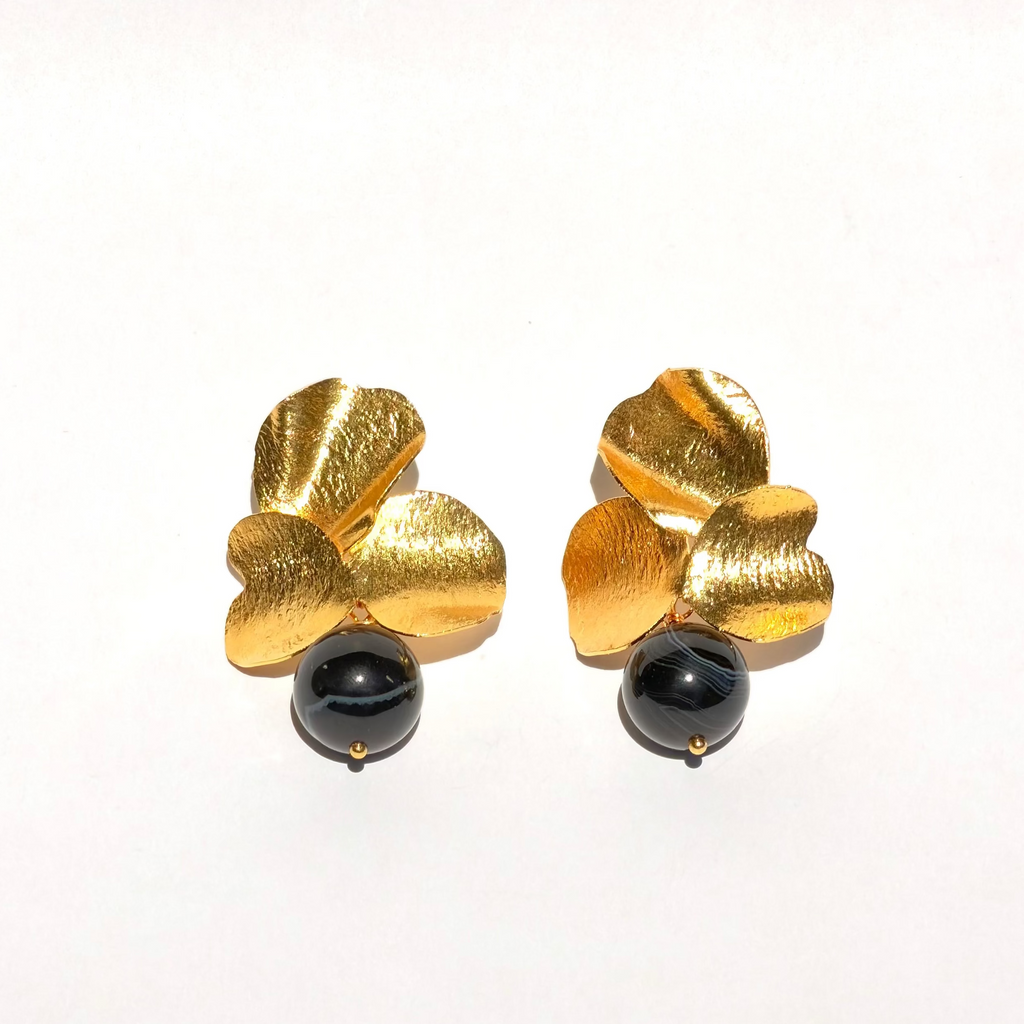 Aretes Flor de ónix